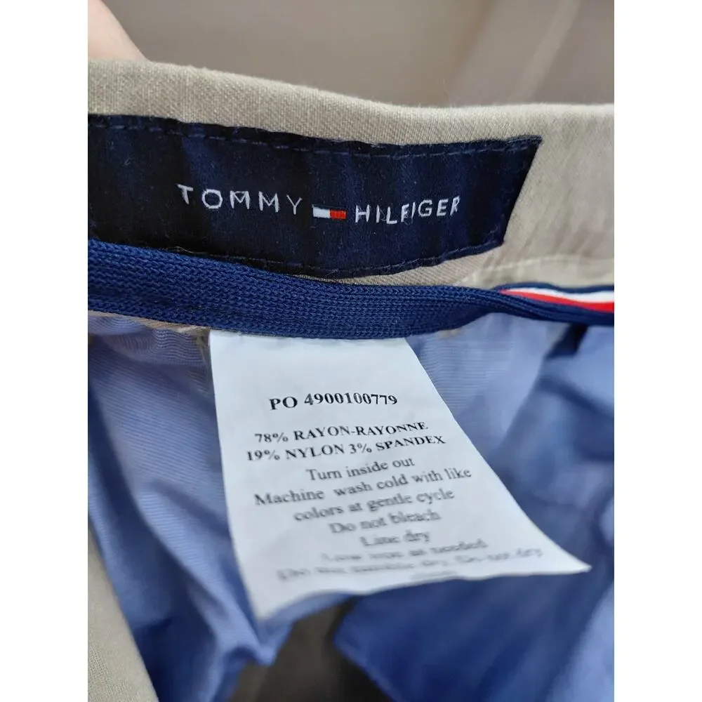 Tommy Hilfiger Mens TH Flex Modern Fit Performance Dress Pants Khaki 39x29 Golf